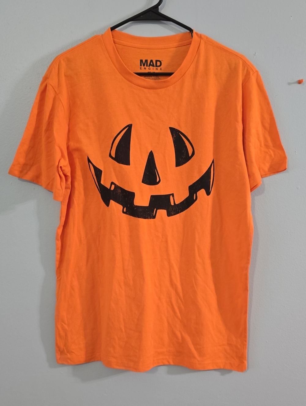MAD Engine Orange T-Shirt with Black Jack-O'-Lantern Face